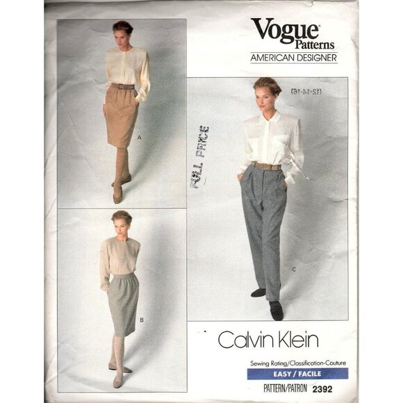 Vogue 2392 Misses 12 to 16 Calvin Klein Skirt and Pants Uncut Sewing Pattern - Picture 1 of 2